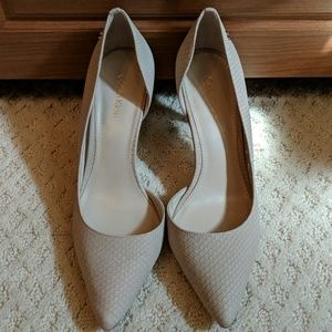 Calvin Klein nude snake skin pumps